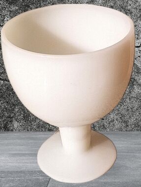 White Milk Glass THICK Pedestal Bowl  Stand ~ Heavy Vintage